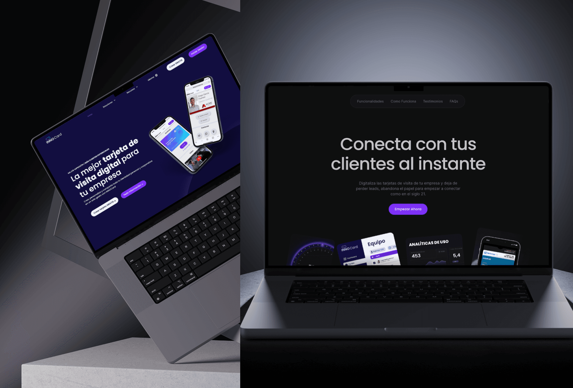 A mockup for a Macbook place on a table for a hair salon website