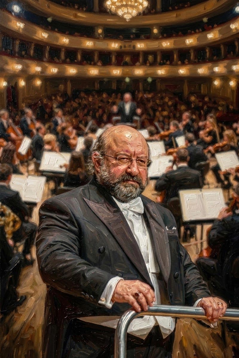 Composer Serdar Yalçın on stage with orchestra