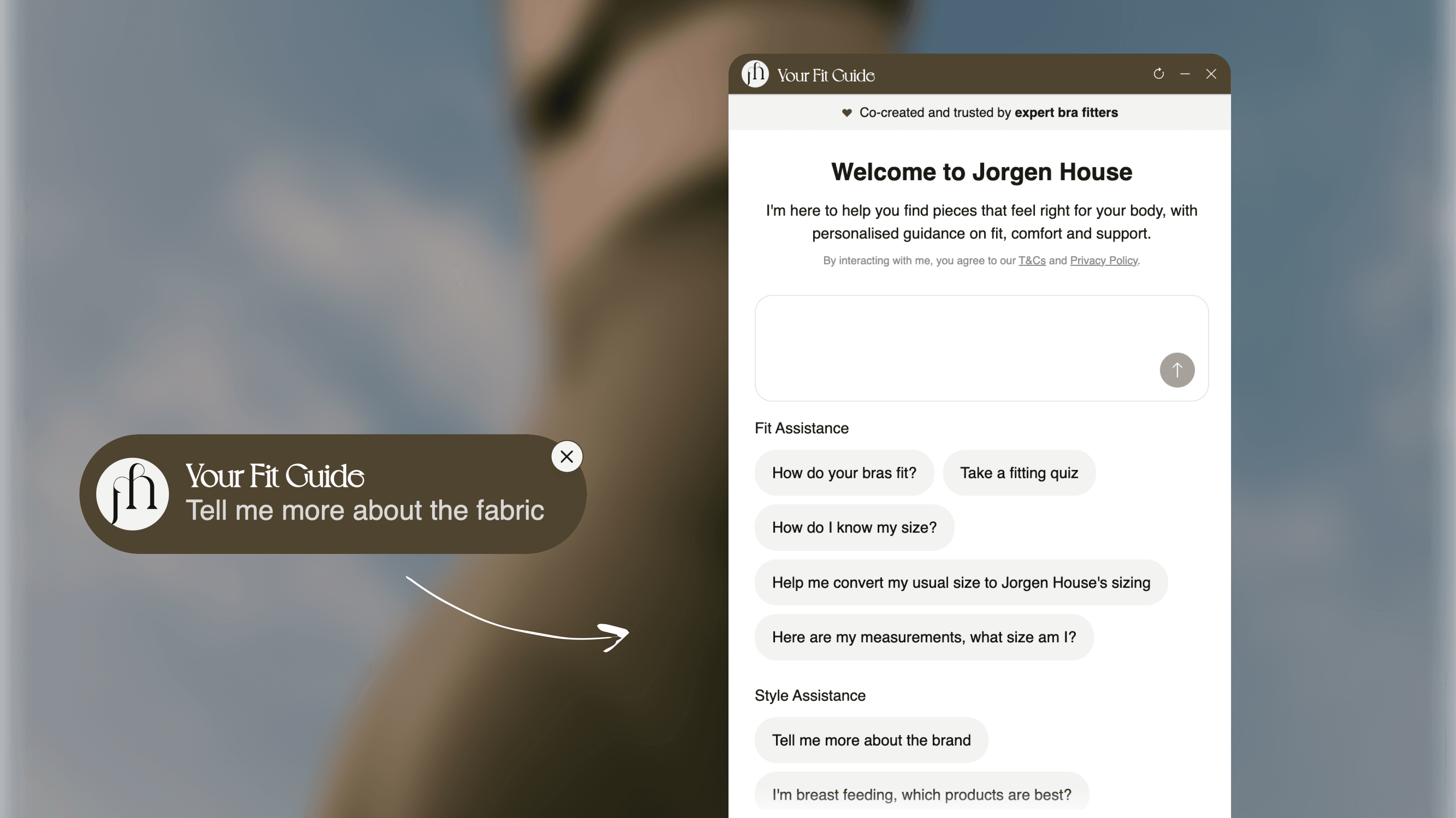 Brarista, fully co-branded as Jorgen House's own Your Fit Guide