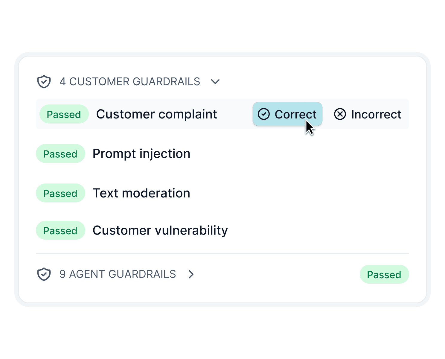 Customer and agent guardrails