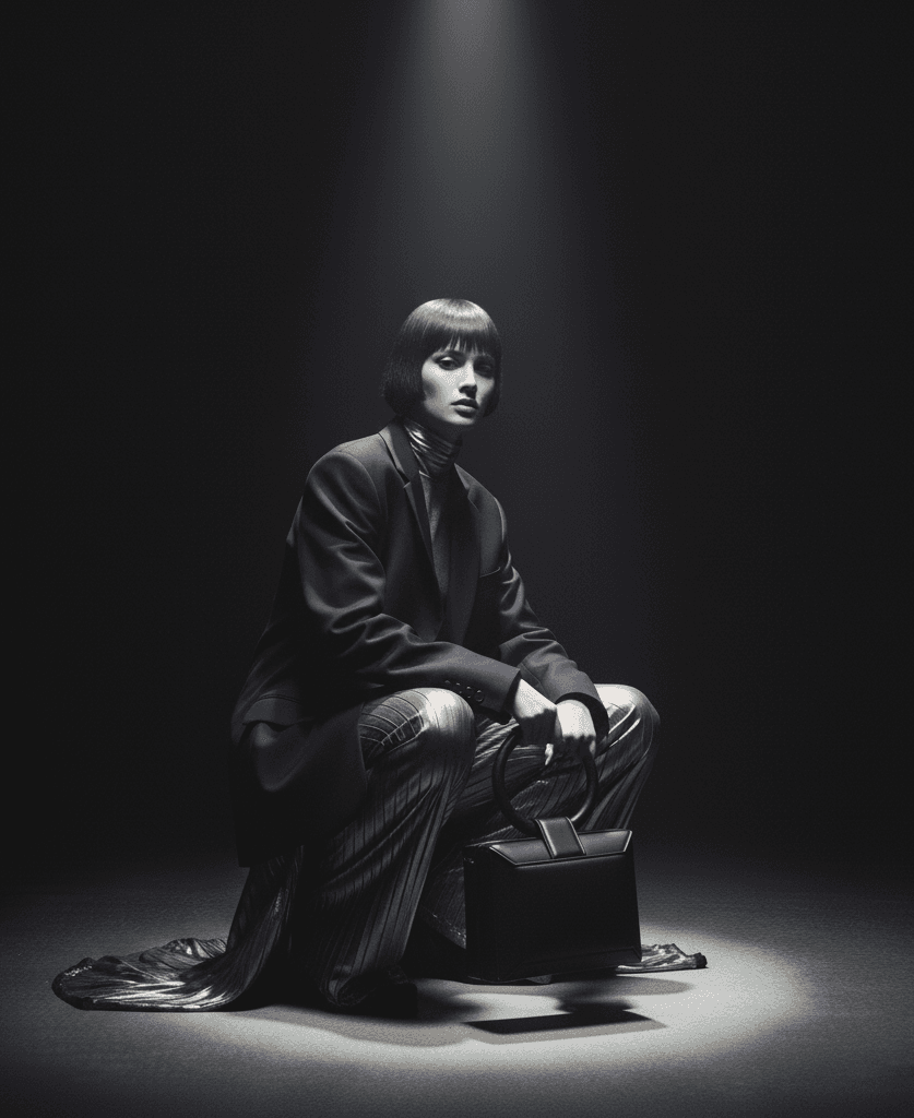 model carrying a luxury purse