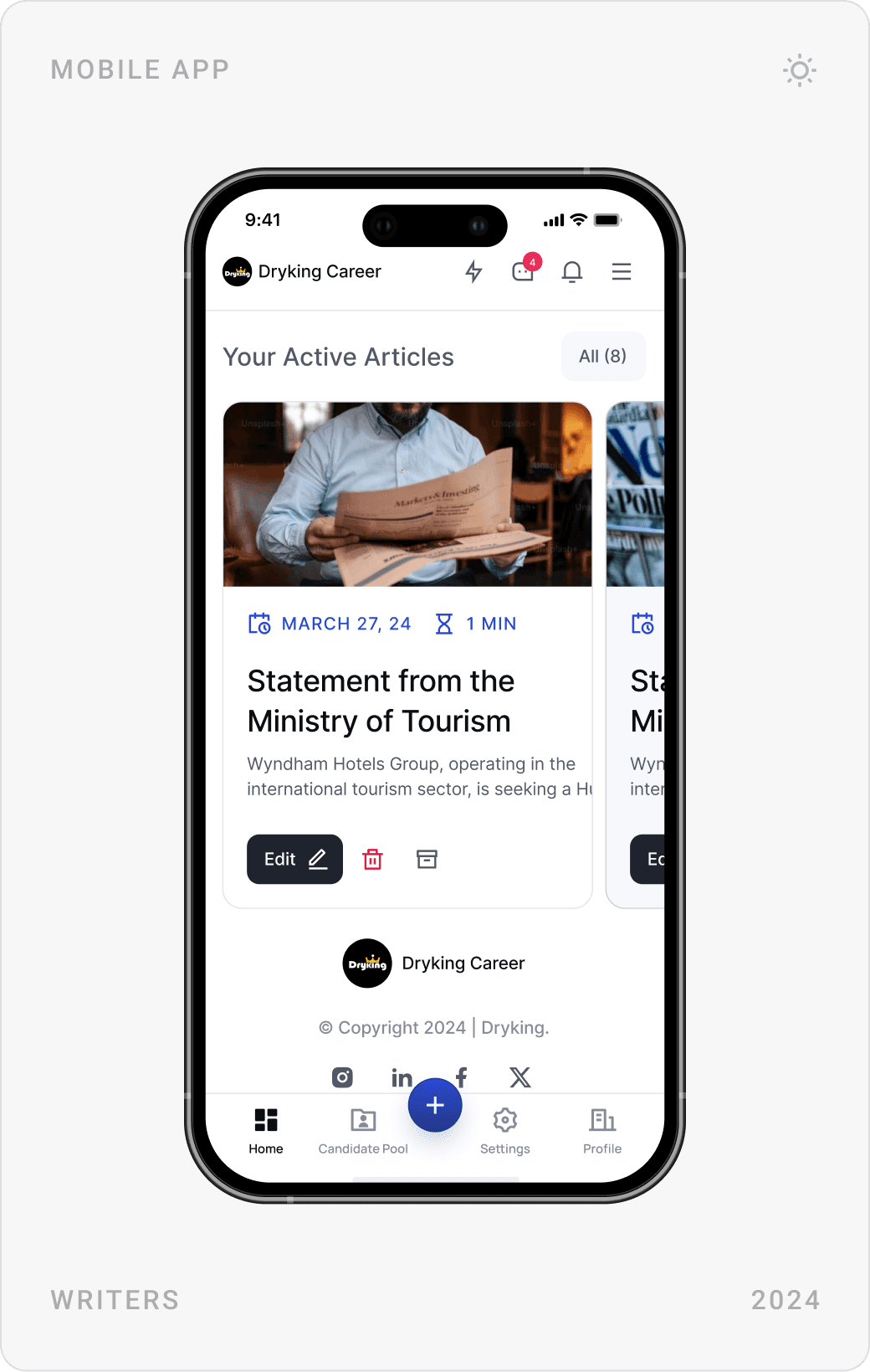 Professional Articles & Writers Mobile Design
