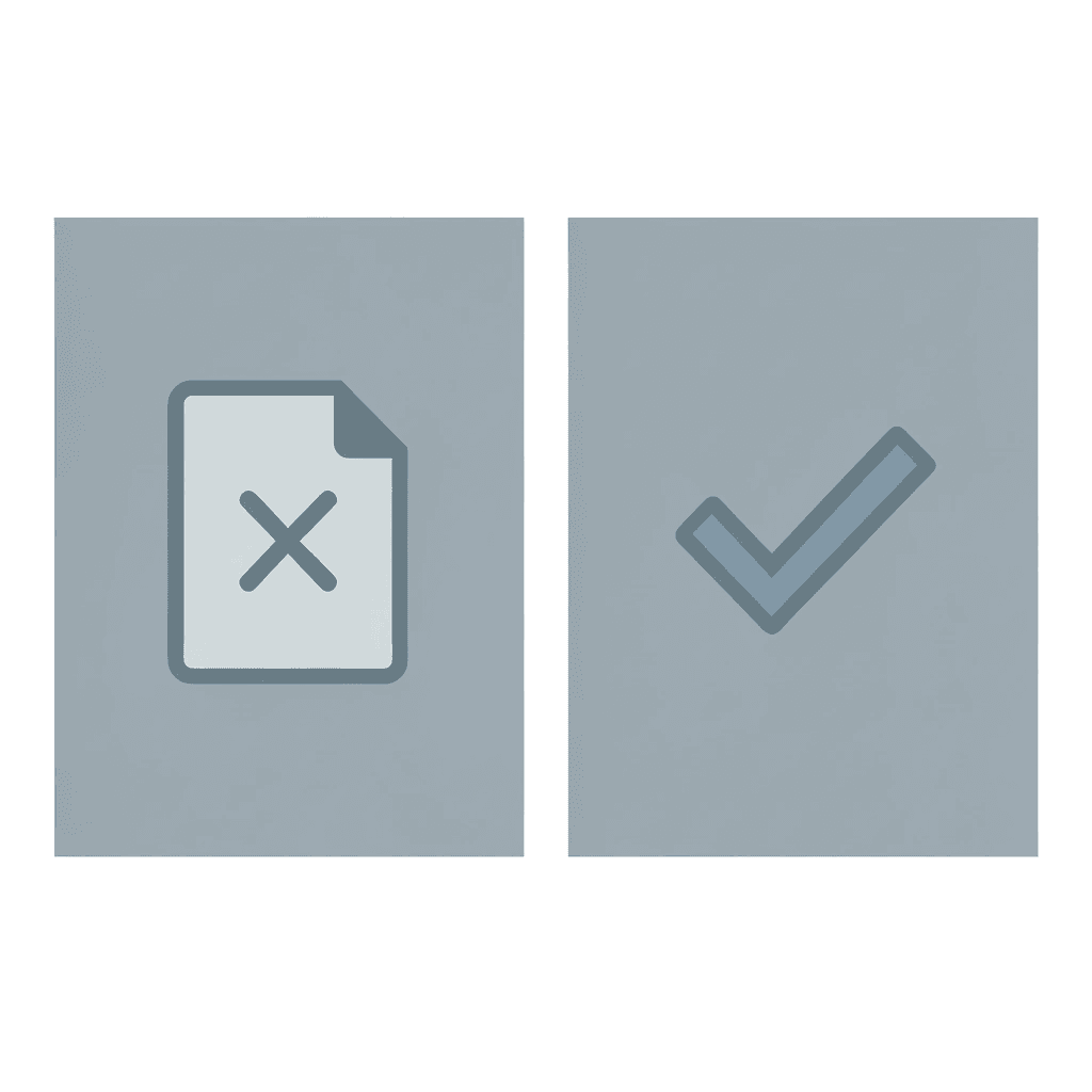 Before and after comparison showing rejected applications on the left versus approved applications reaching judges on the right