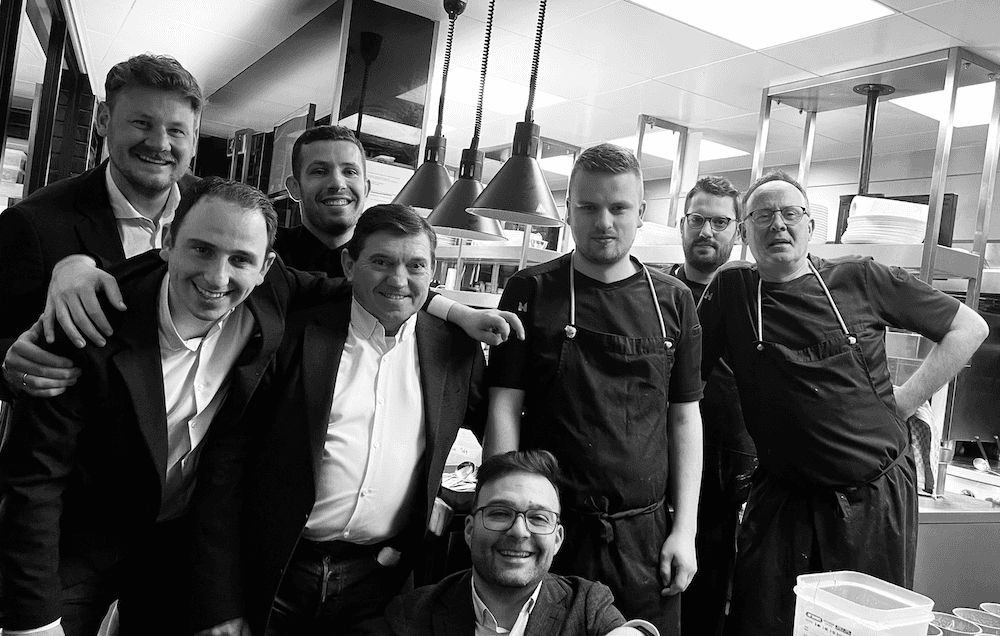 Proud owner Nico and his dedicated kitchen and service team at La Fontanella