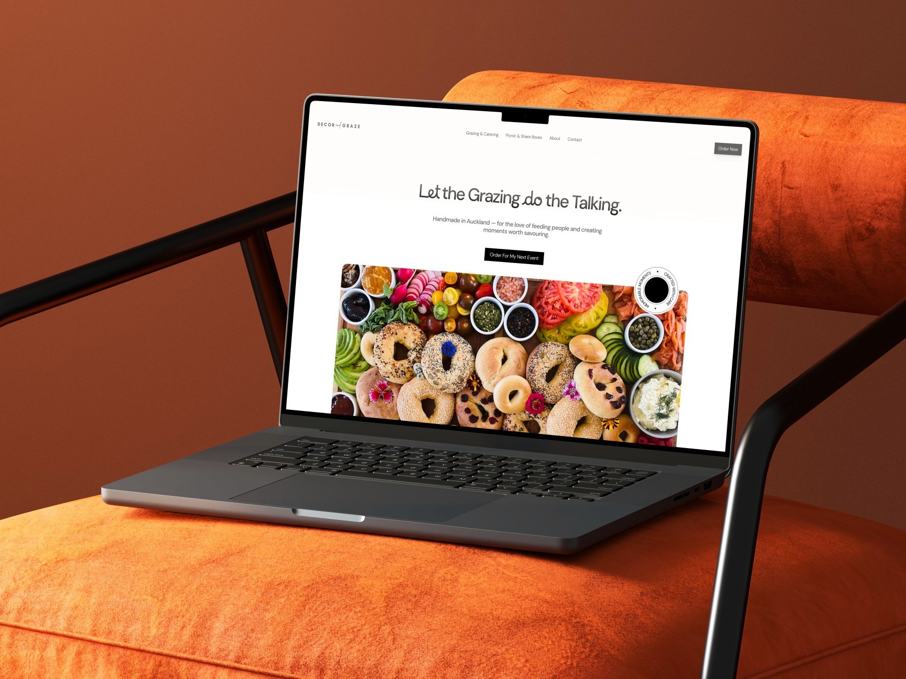 Decor and Graze Website displayed on Laptop