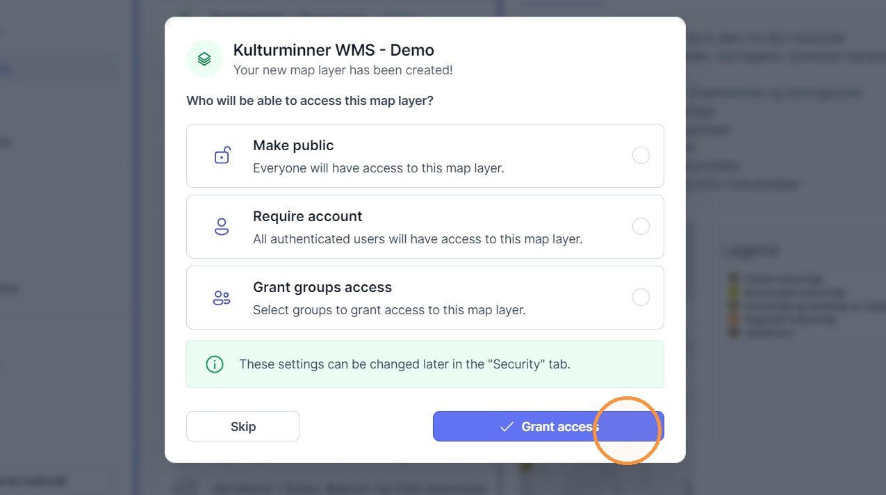 Steg 11: Gi relevante tilganger, og klikk "Grant access" for å fullføre.