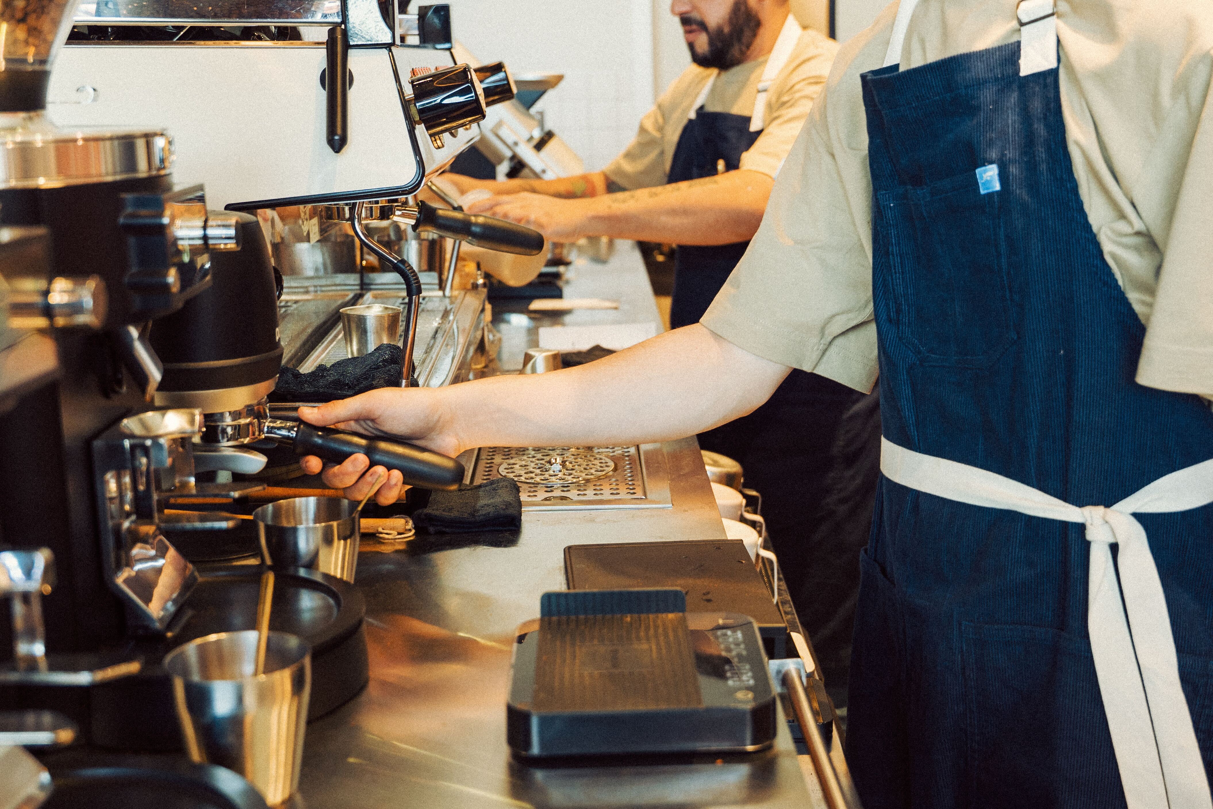 View of people in a cafe through a glass windo