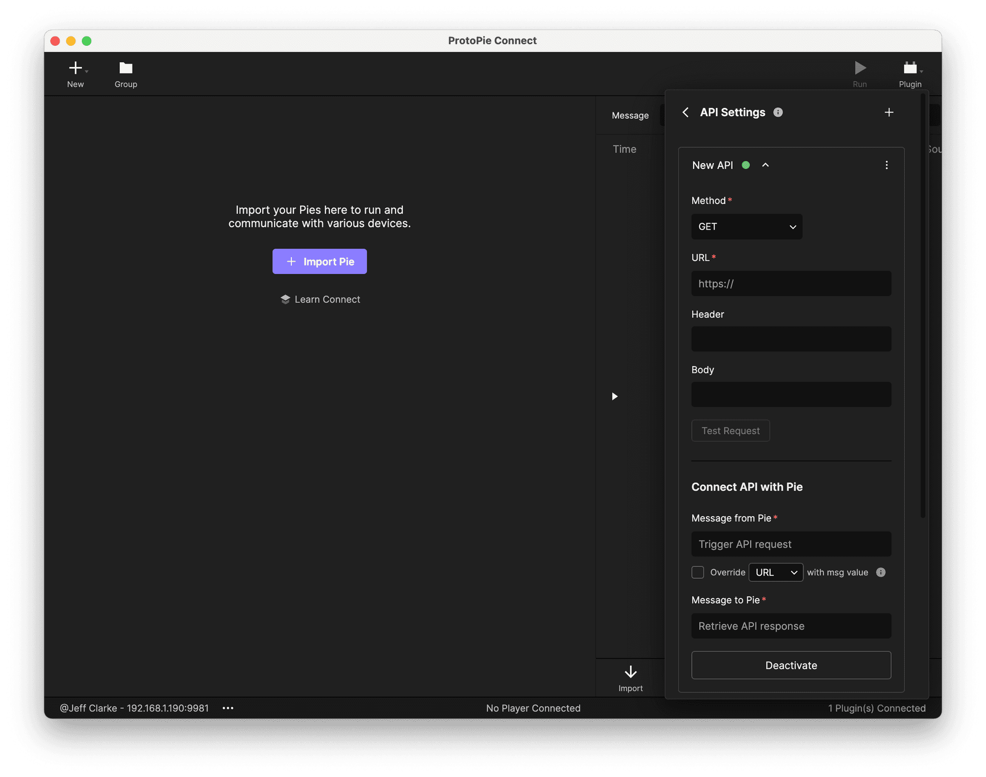Configuring the API Plugin.