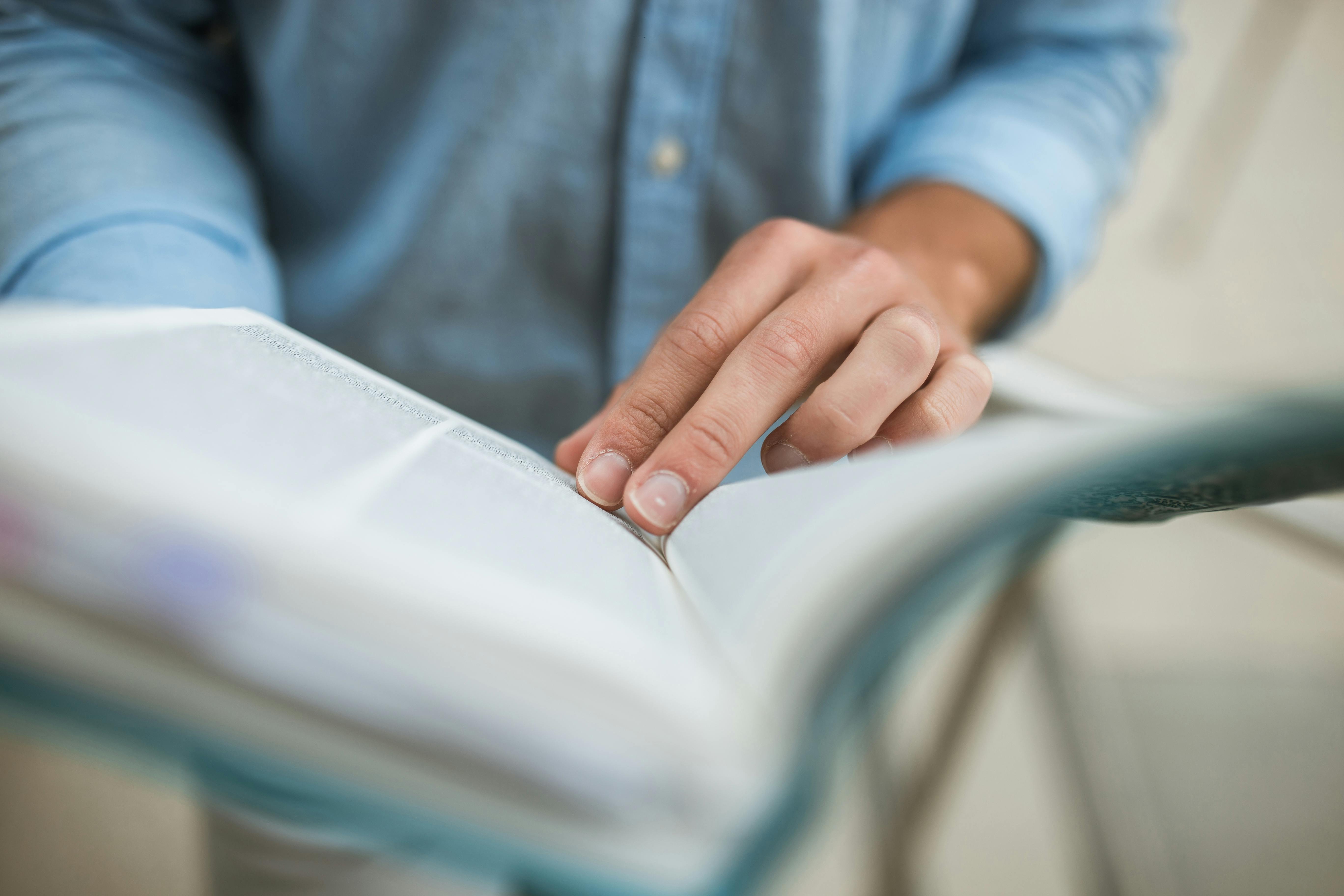 man reading a book