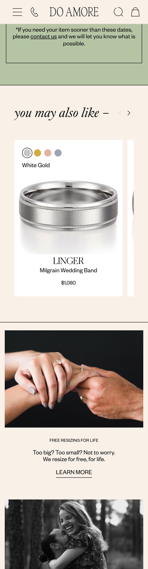 Jewelry product options include: ring for Ash from Do Amore.