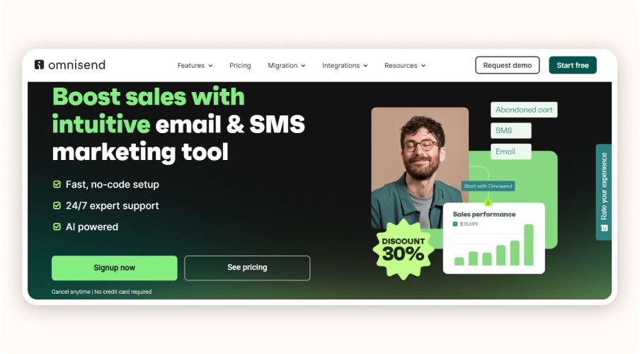 omnisend homepage