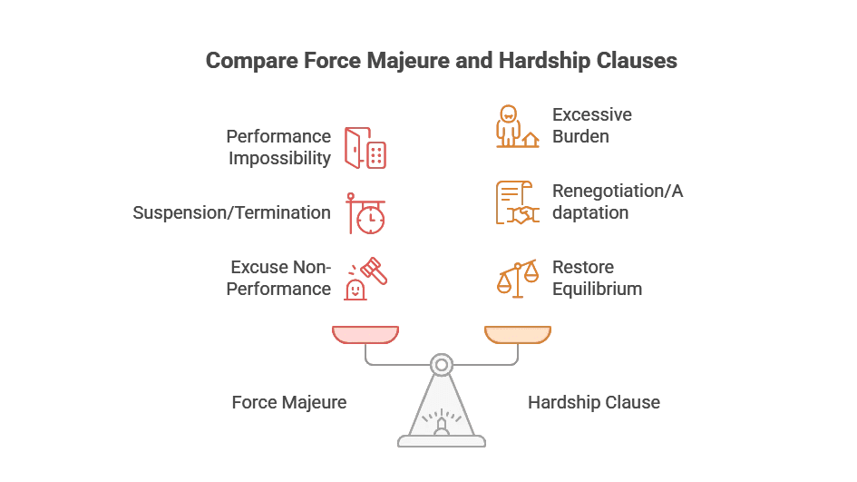 Force Majeure vs. Hardship Clauses