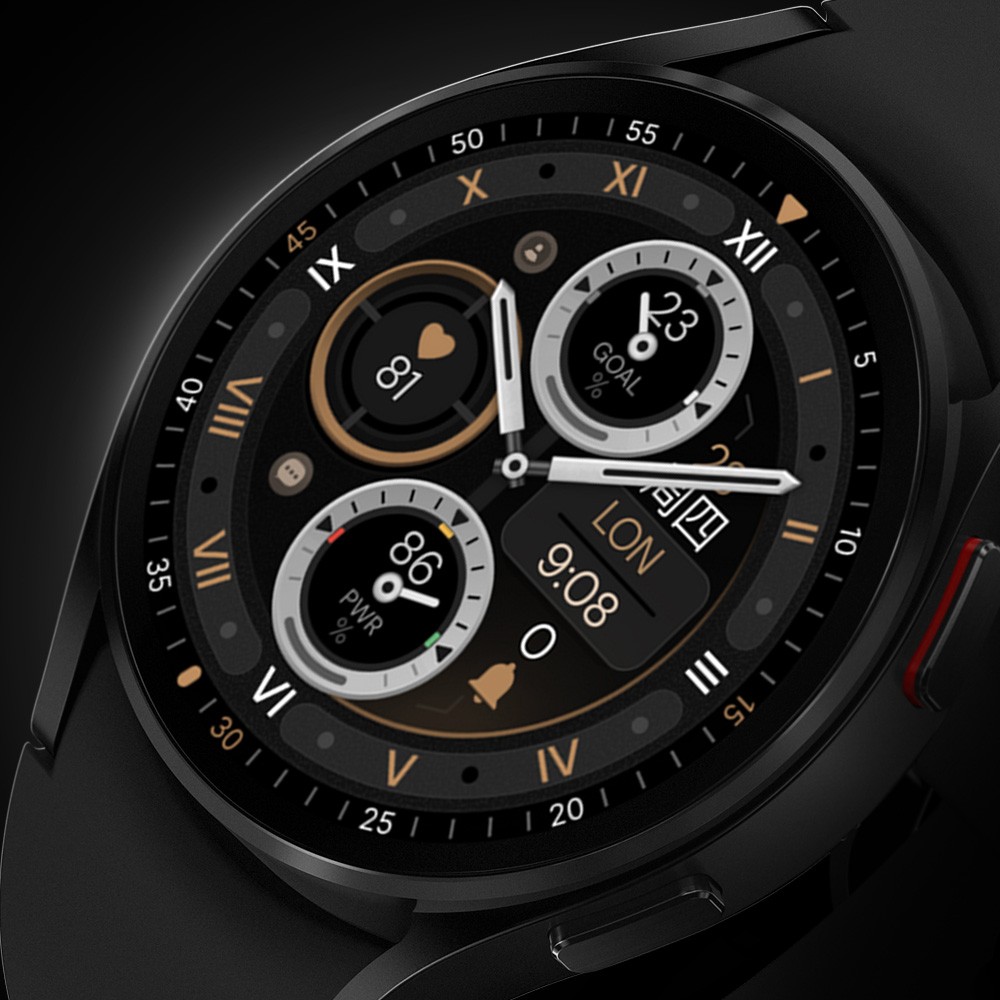 Galaxy watch displaying a classy watch face