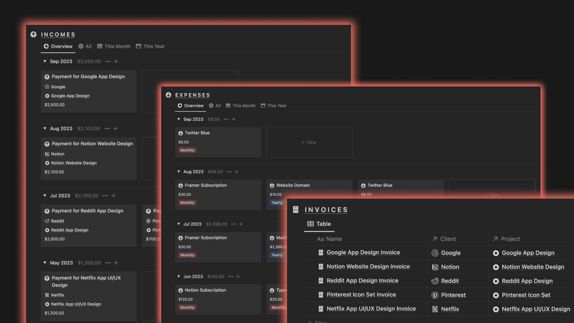 Manage Business Finances using Notion