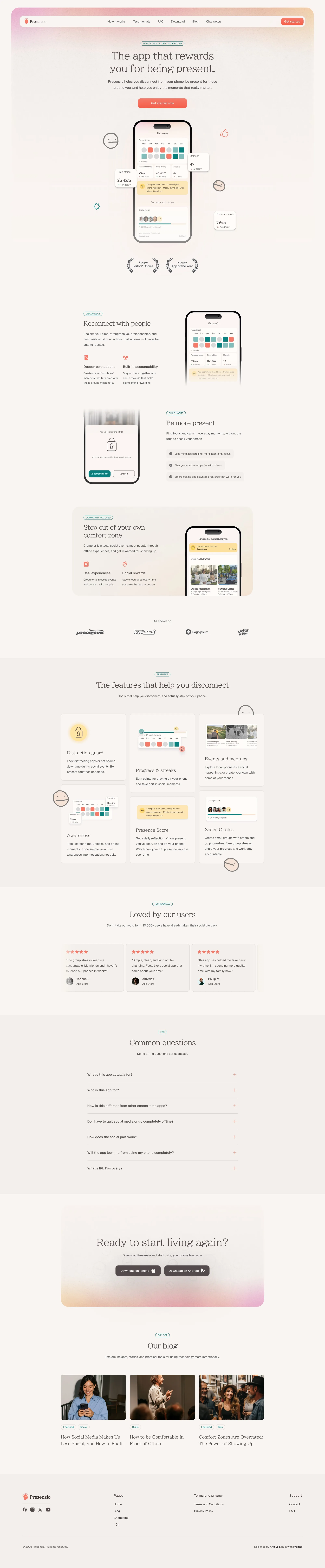 Presensio - Landing Page Template landing page screenshot showcasing AI and Tech design