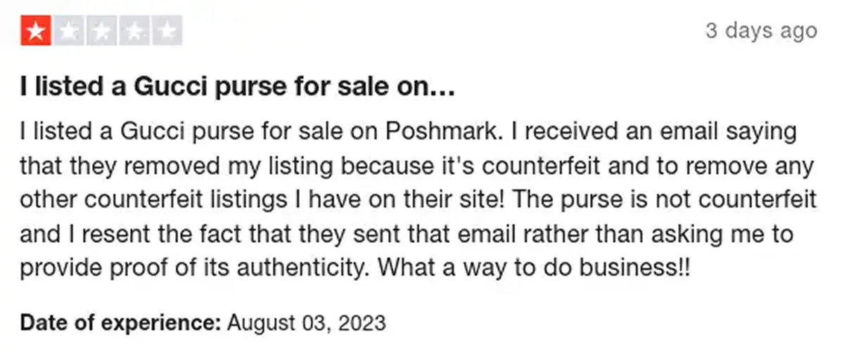Poshmark Trustpilot Negative Review