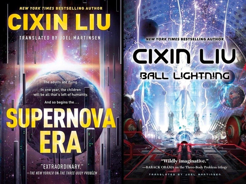 Cover images of the Cixin Liu novels Supernova Era and Ball Lightning