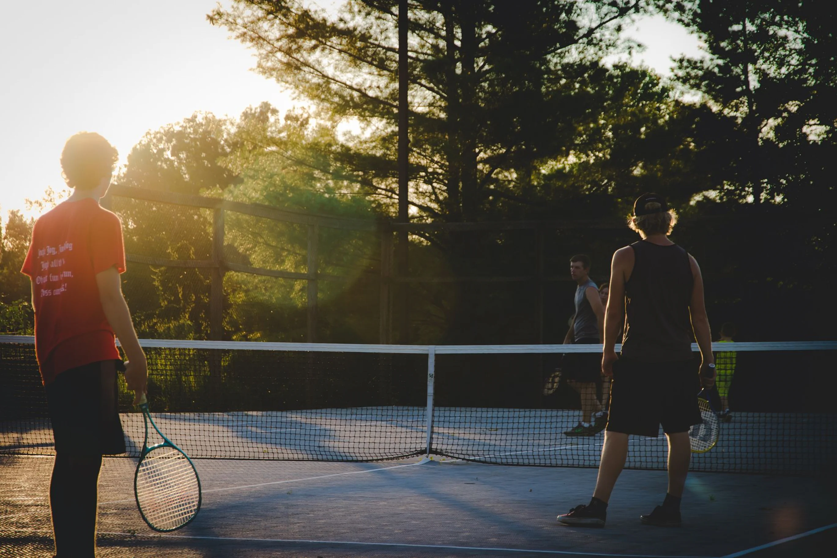 Pickleball player at the net