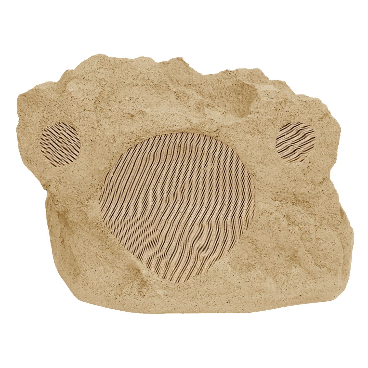 Rock-shaped speaker with mesh grill