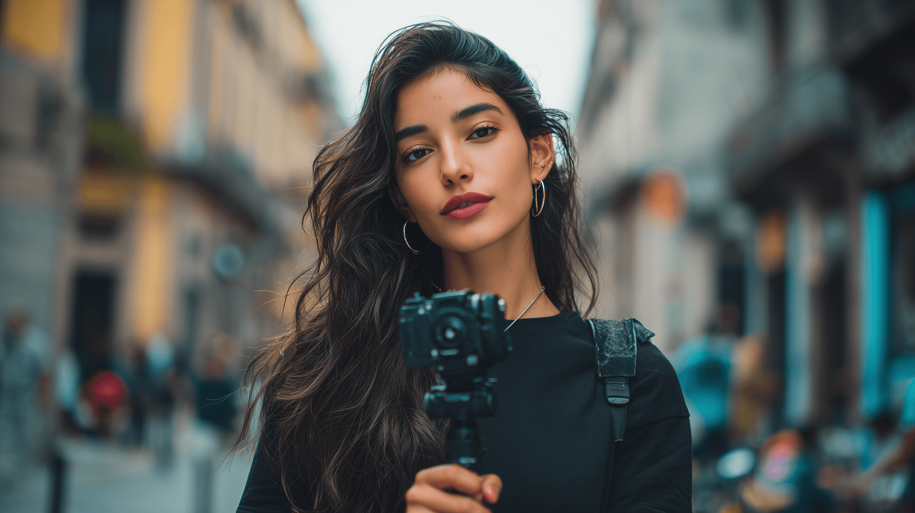 a woman in a crop top and jacket posing for a picture