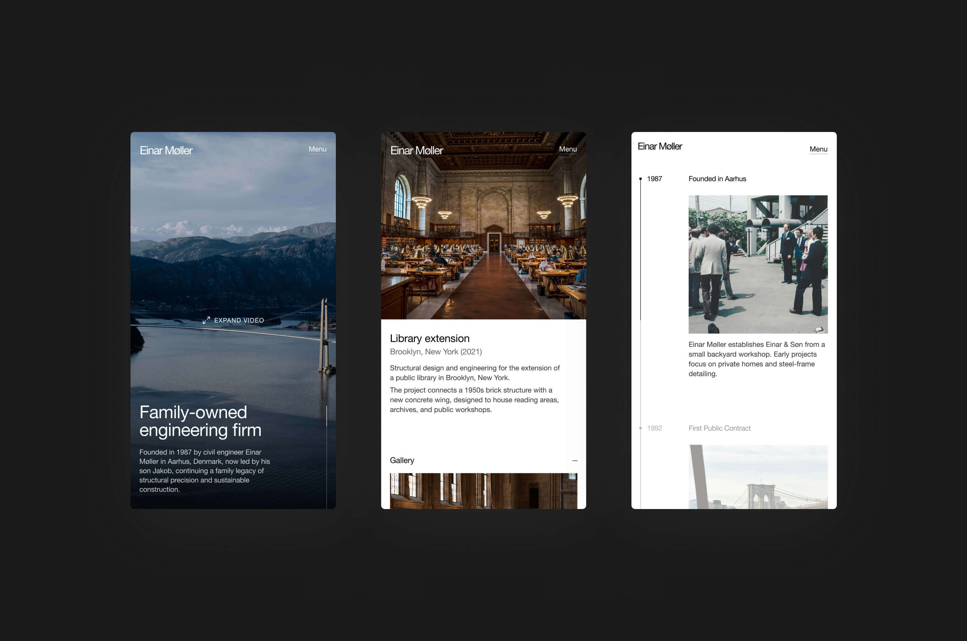 Graphic showcase of mobile layouts for a Scandinavian website by Lucas Eriksen