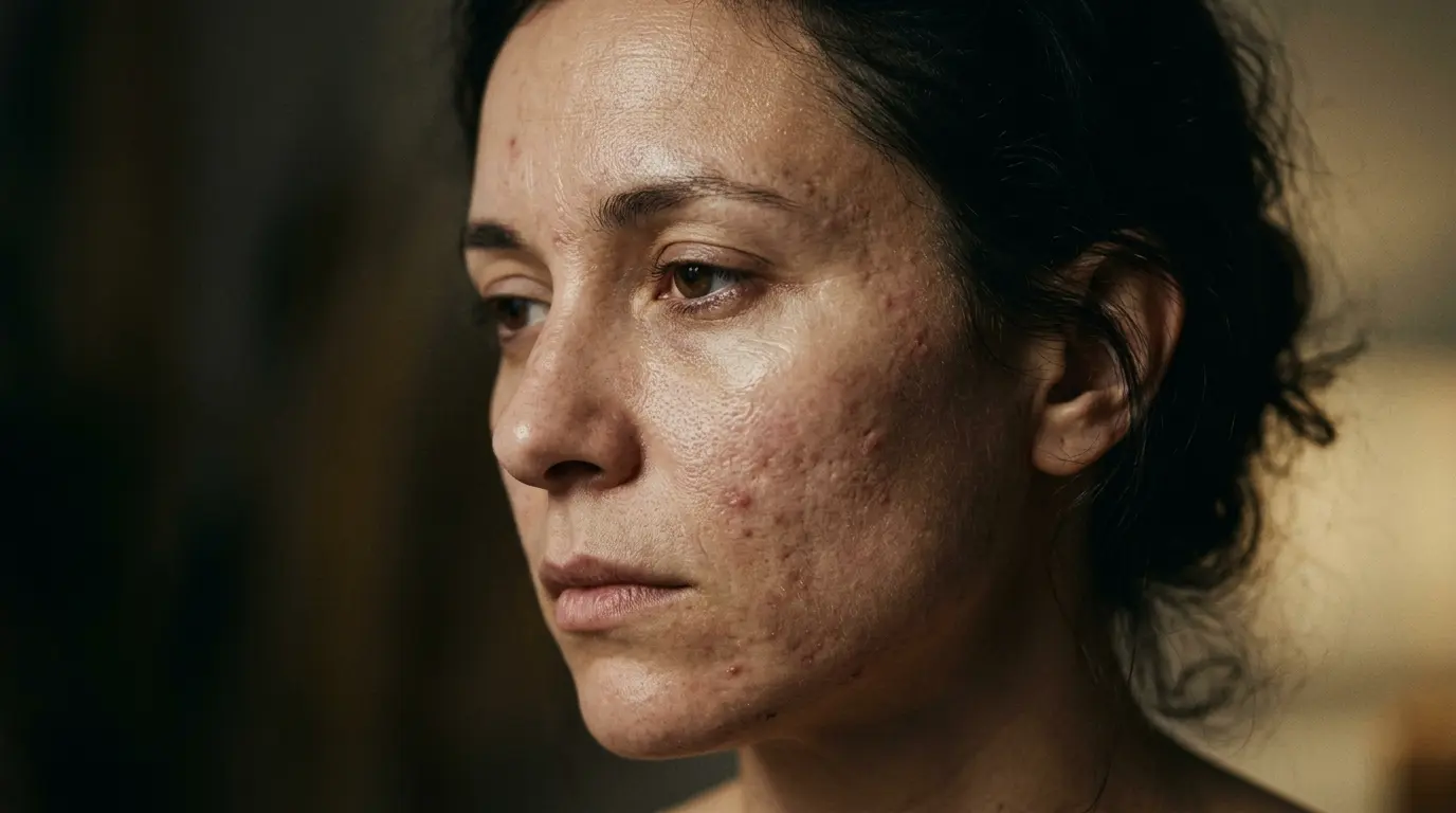 person tired of having acne