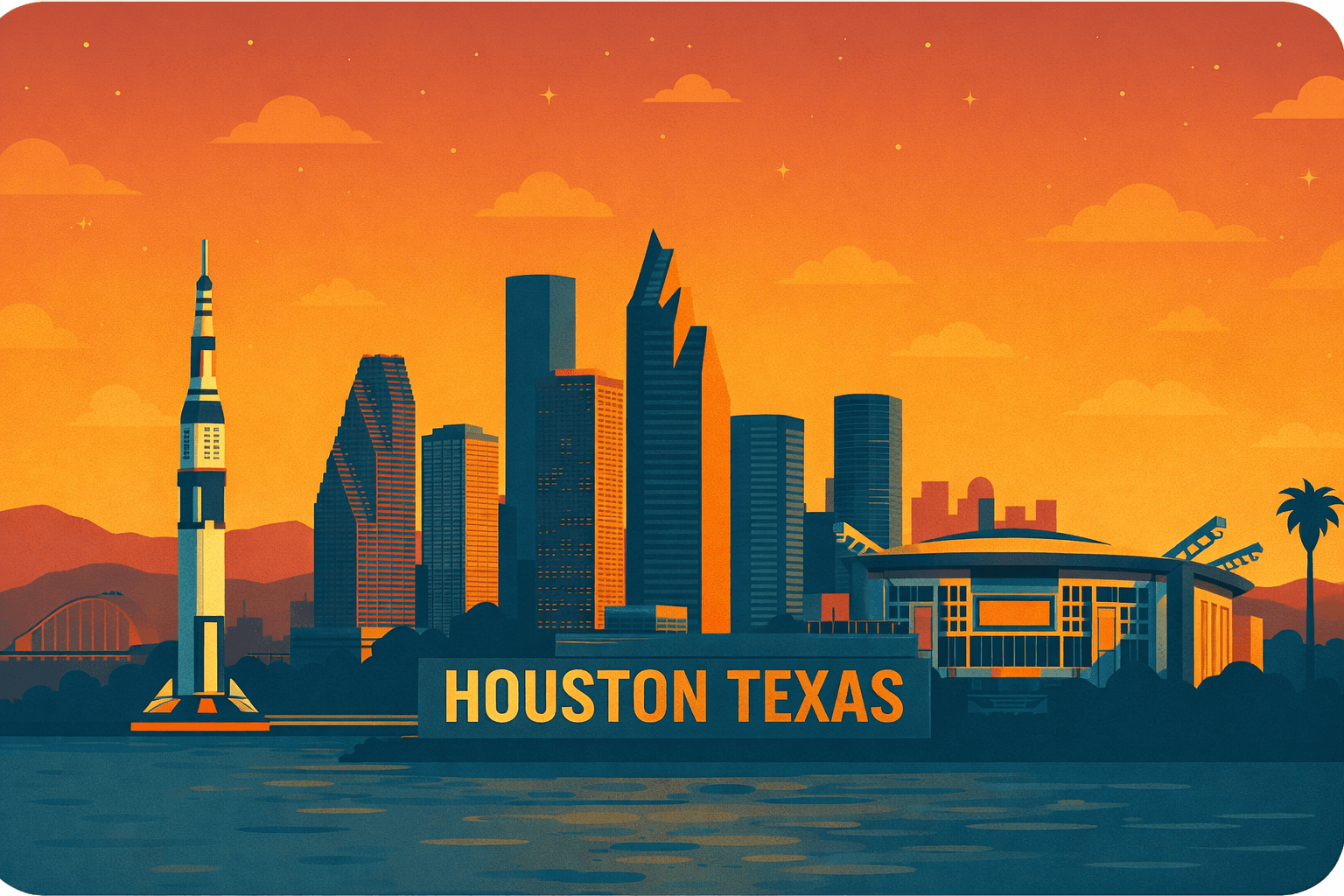 Administration showing a water fountain with a city landscape.