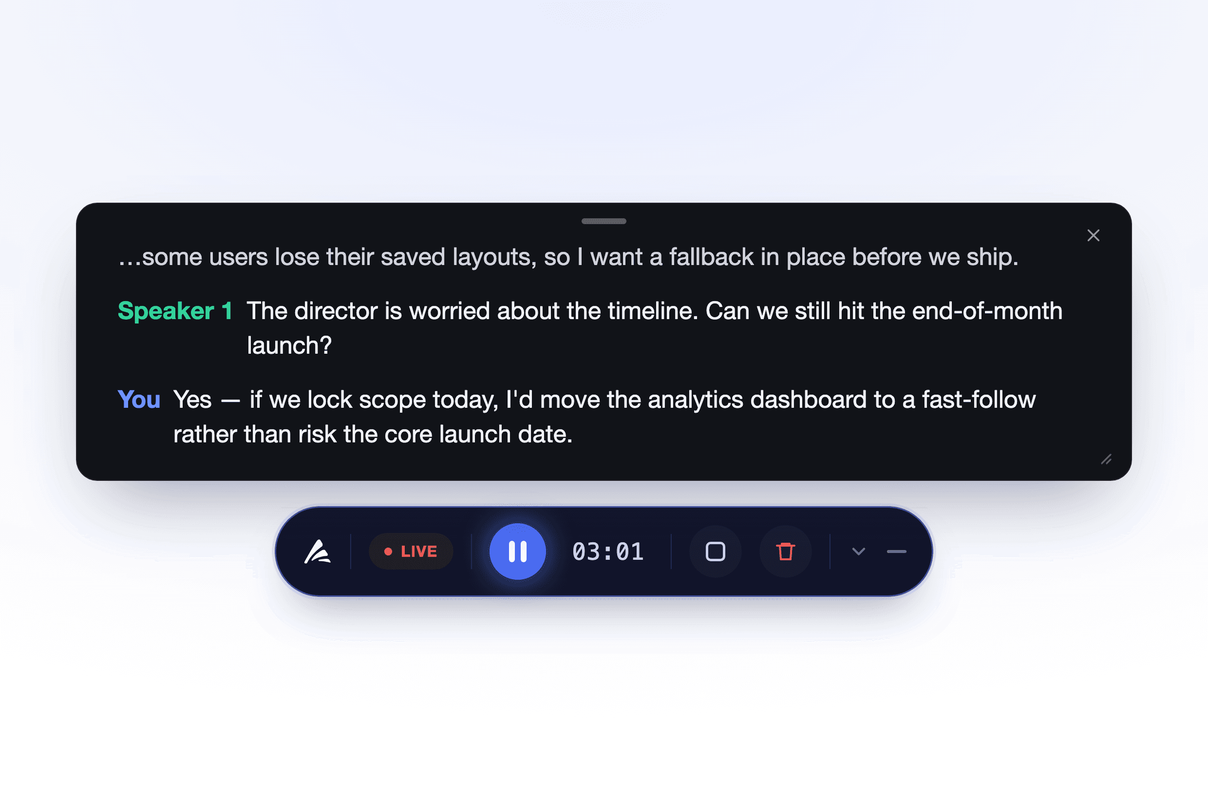 Astrix Desktop recording a live meeting