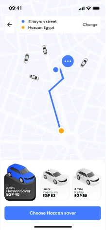 Screen for Hozaan mobile application