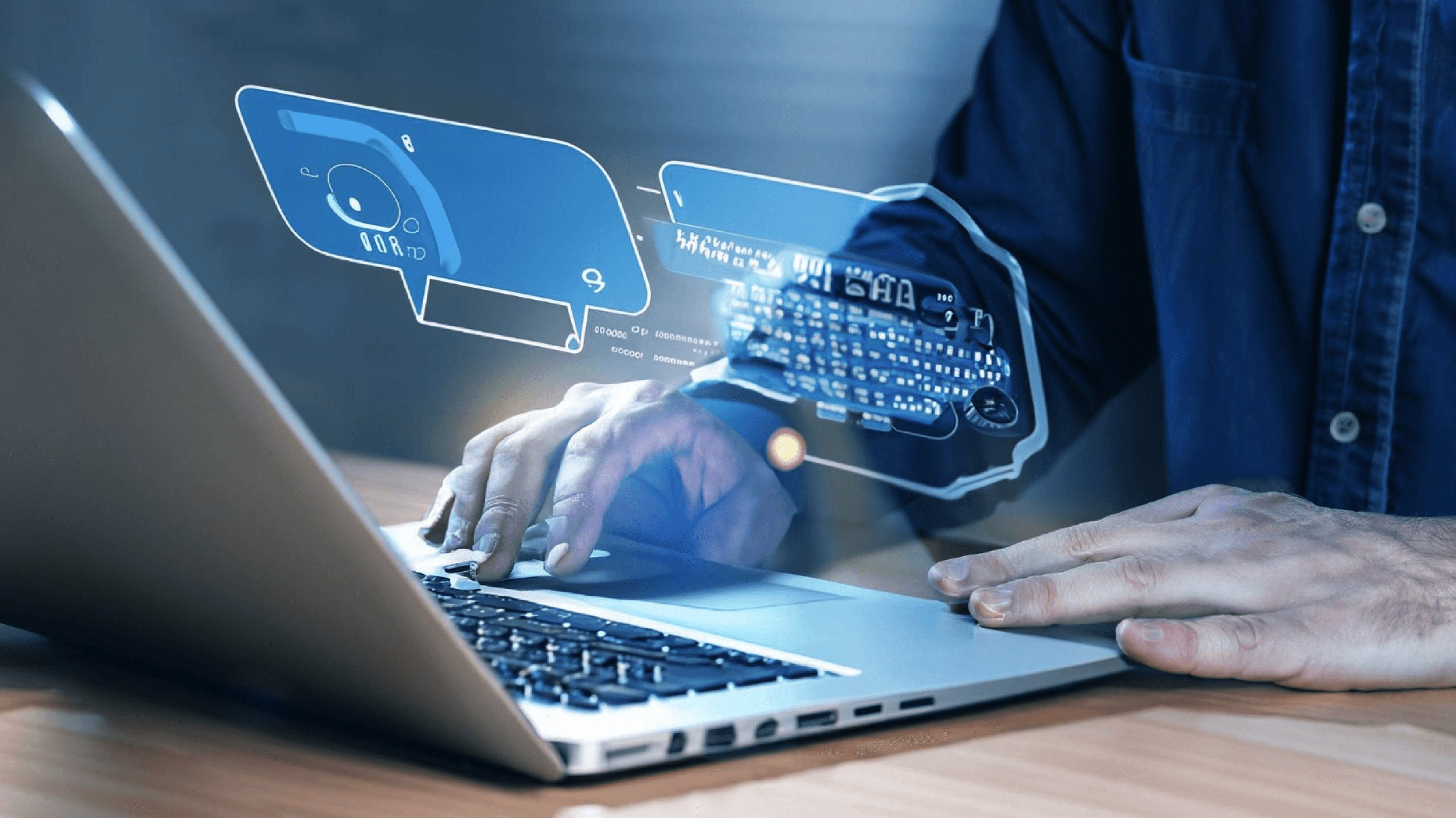 Person using laptop - Text Summarization API