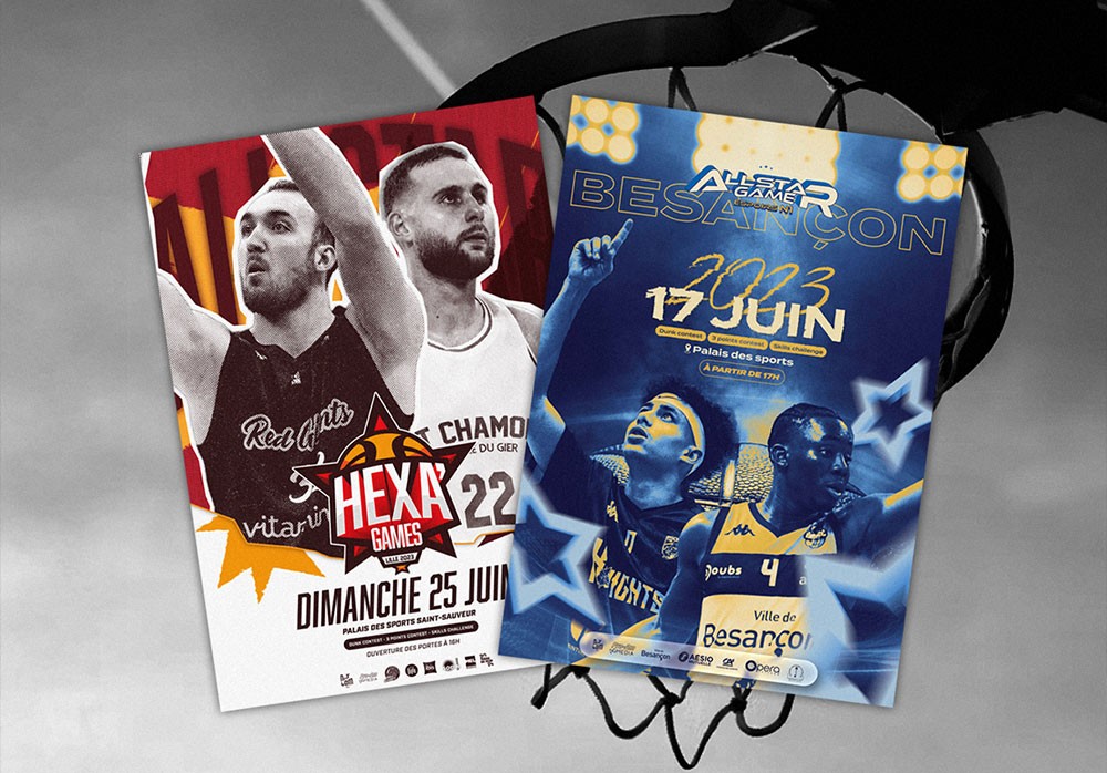 Projet All Star Games - Identité visuelles de deux événements de basketball, direction artistique et motion design
