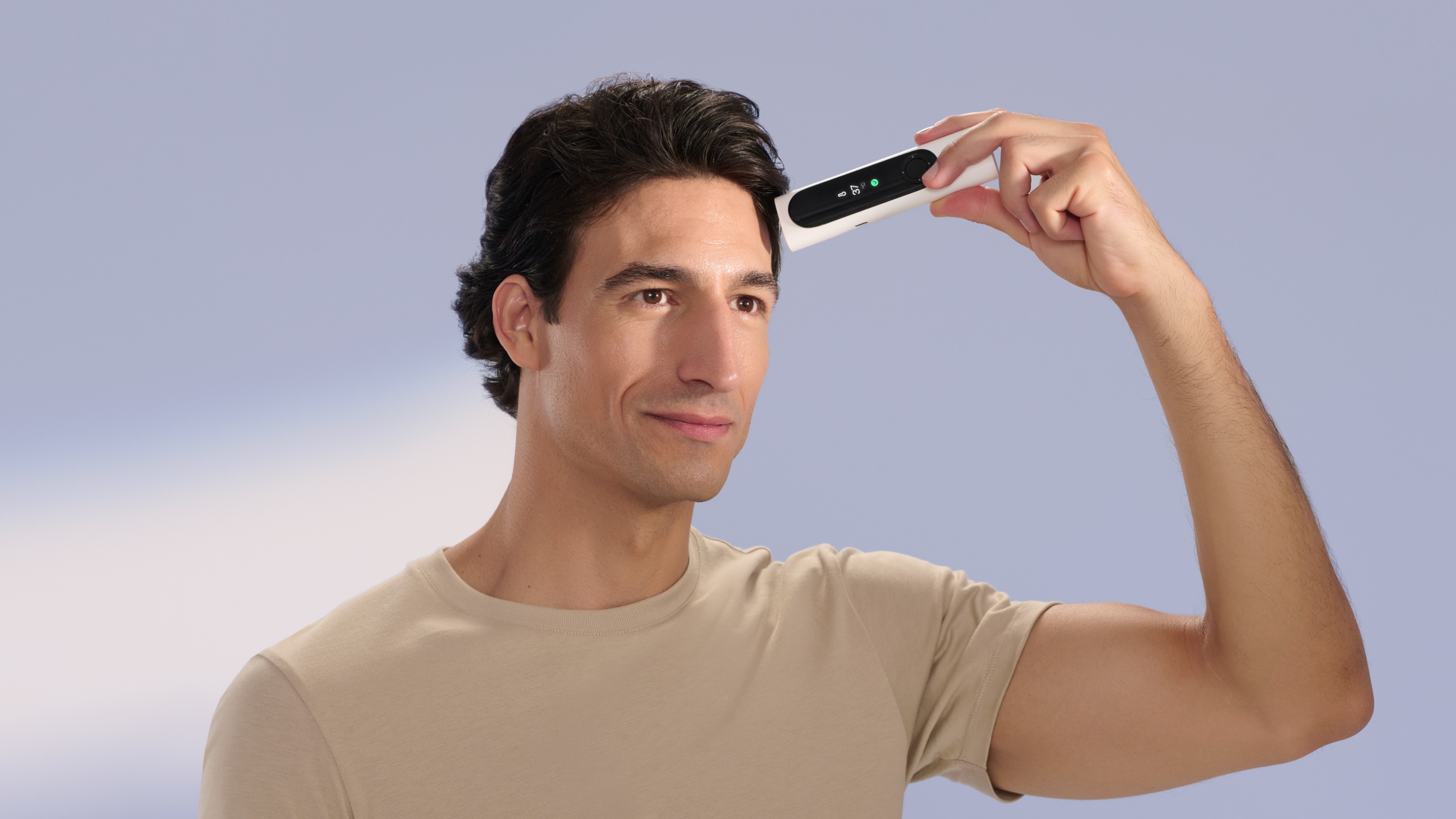 Production direction for BeamO health scans, featuring the infrared thermometer functionality