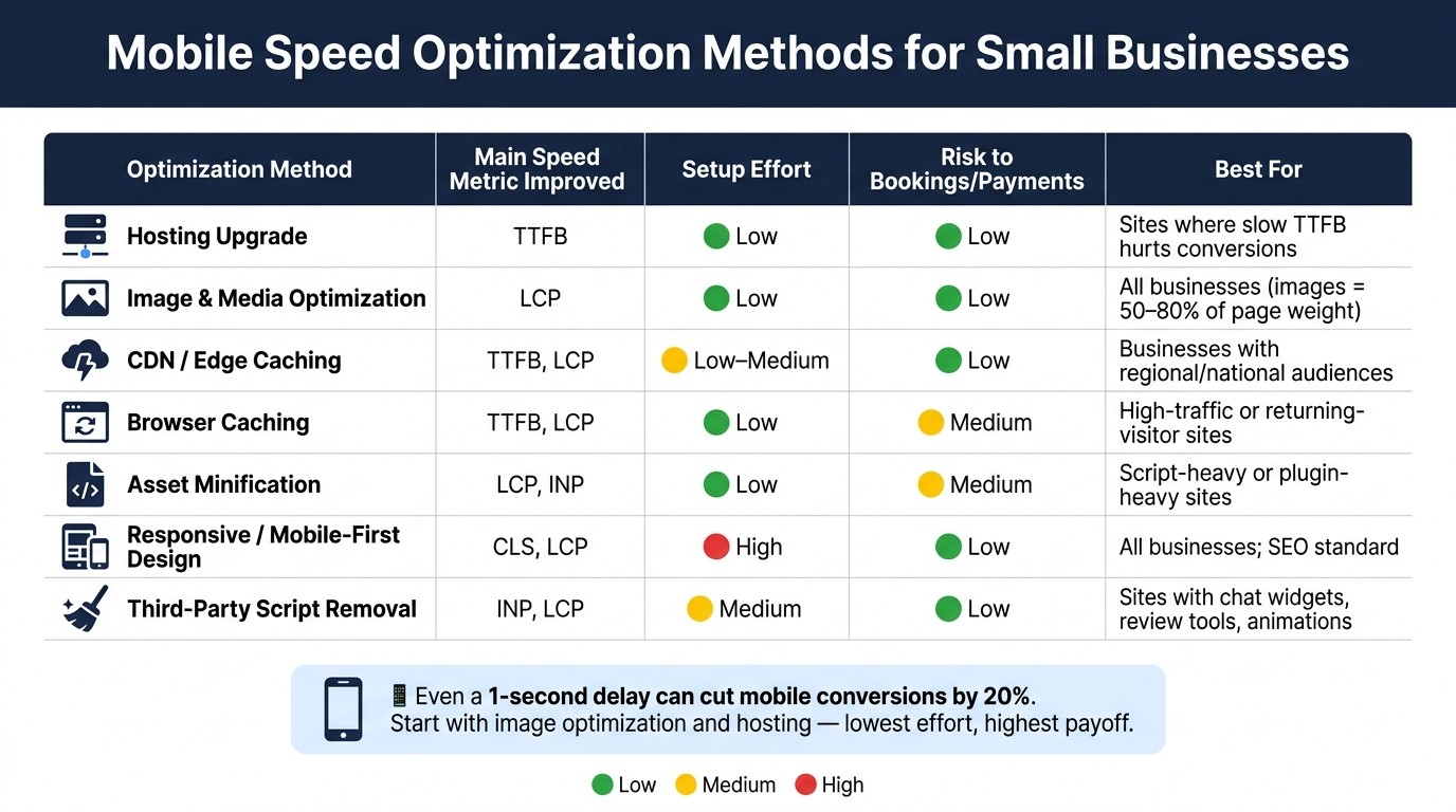Mobile Speed Optimization Methods: Effort, Impact & Risk at a Glance