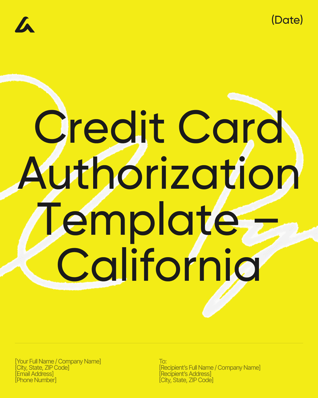 Credit Card Authorization Template – California