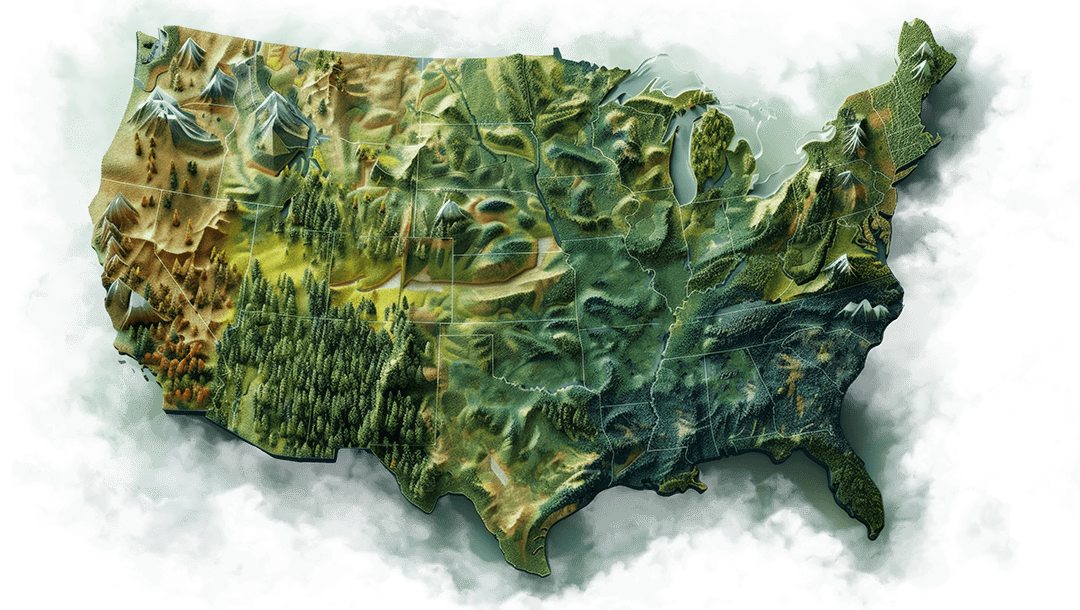 3d Terrain Map of the United States with Location Markers