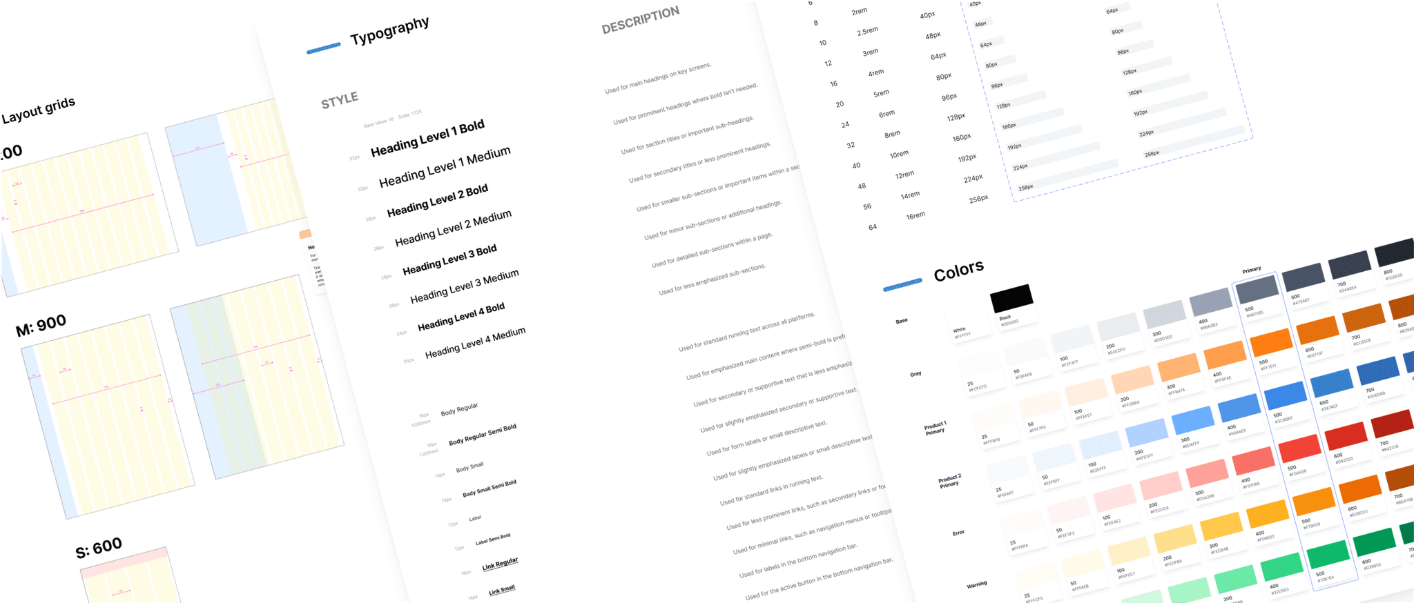 Image showing the foundational elements of the design system, including typography, color schemes, and spacing guidelines.