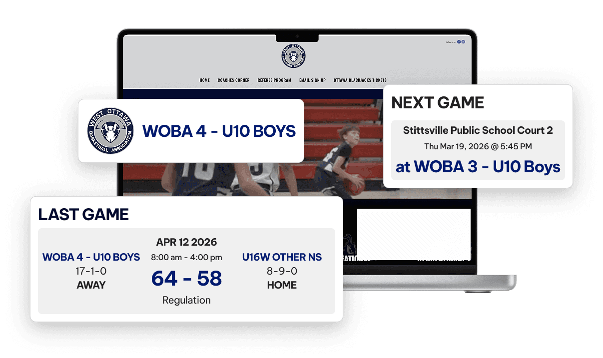 Basketball Website Builder Team Pages powered by TeamLinkt