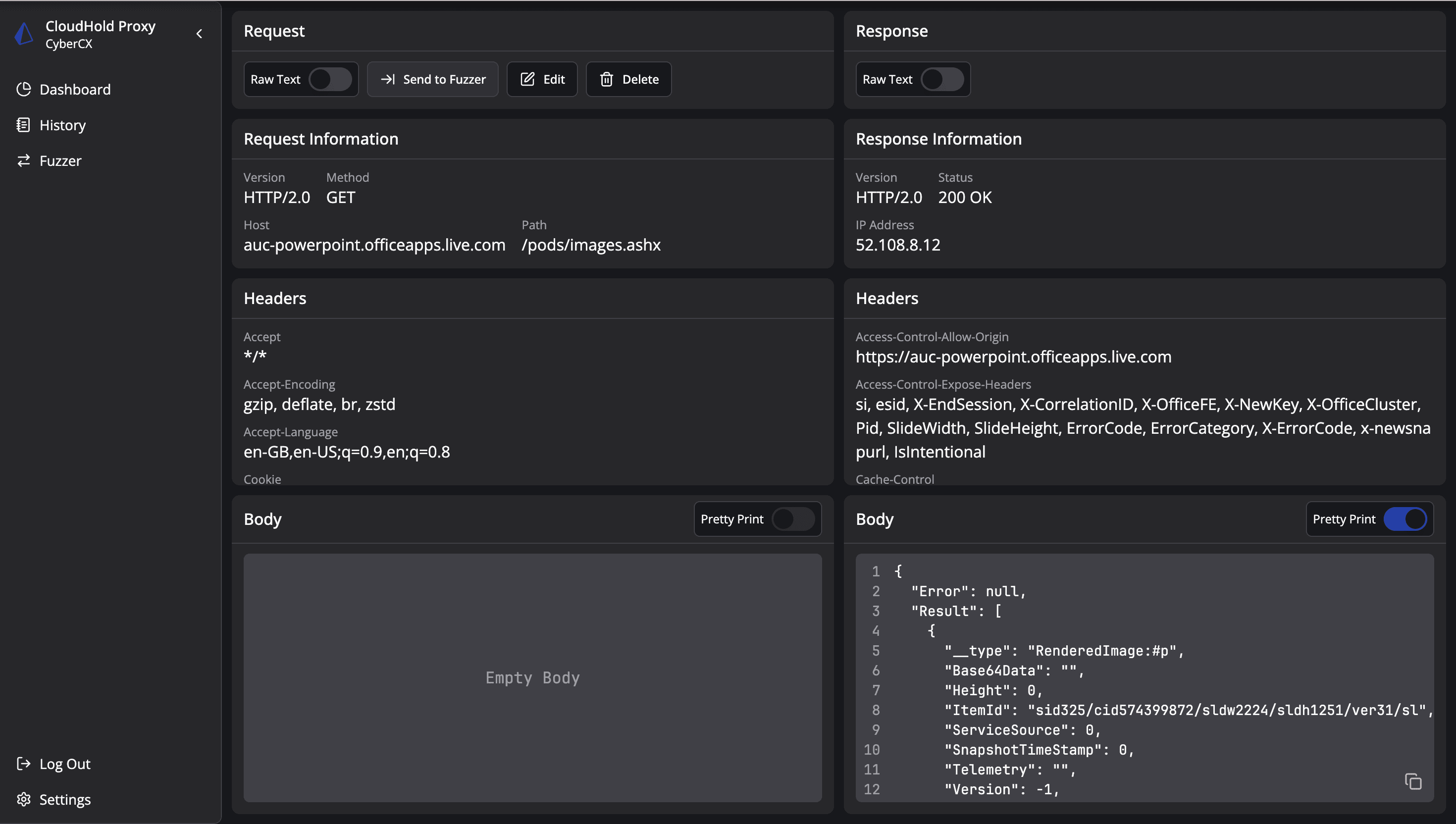 History Details Page