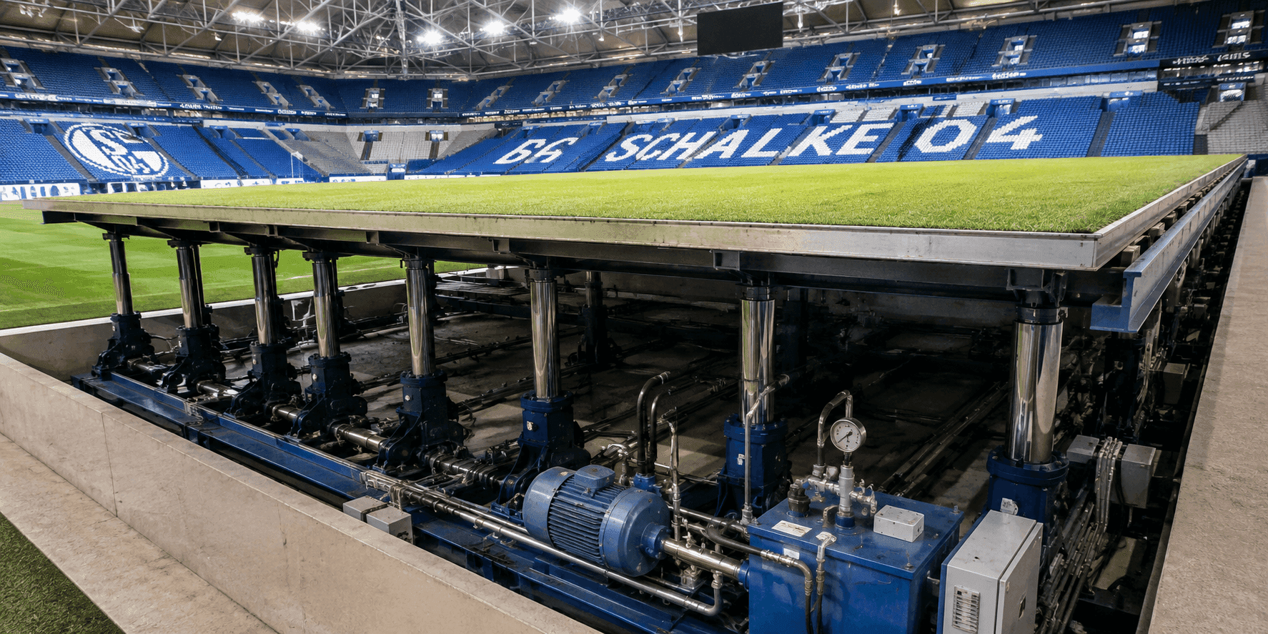Der Rasen eines Fussballstadions