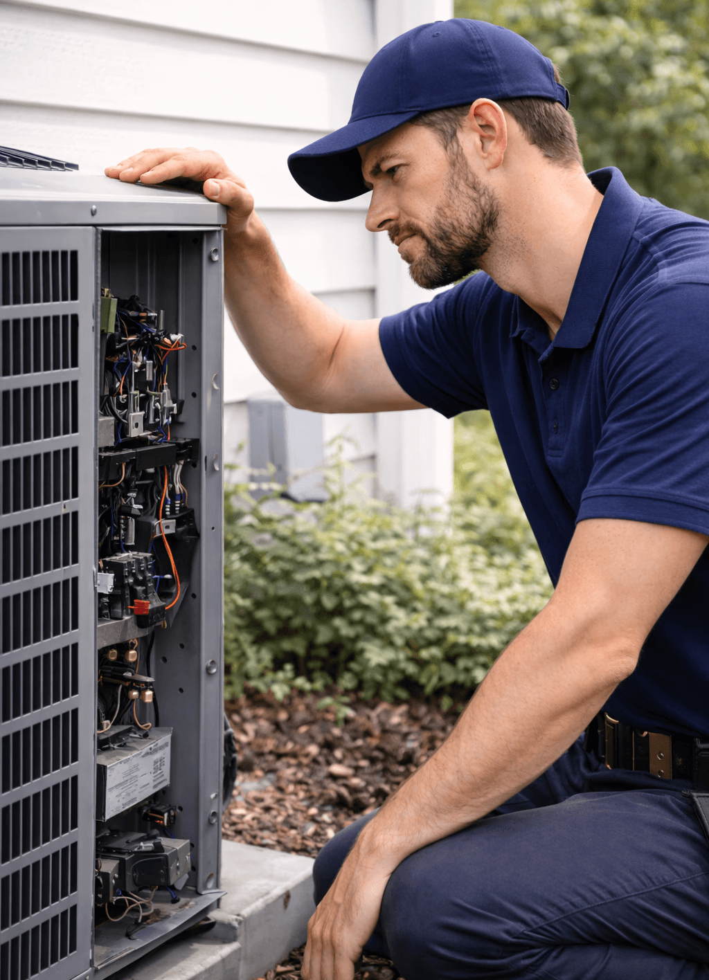 HVAC outdoor unit, HiWork job tracking for home service teams
