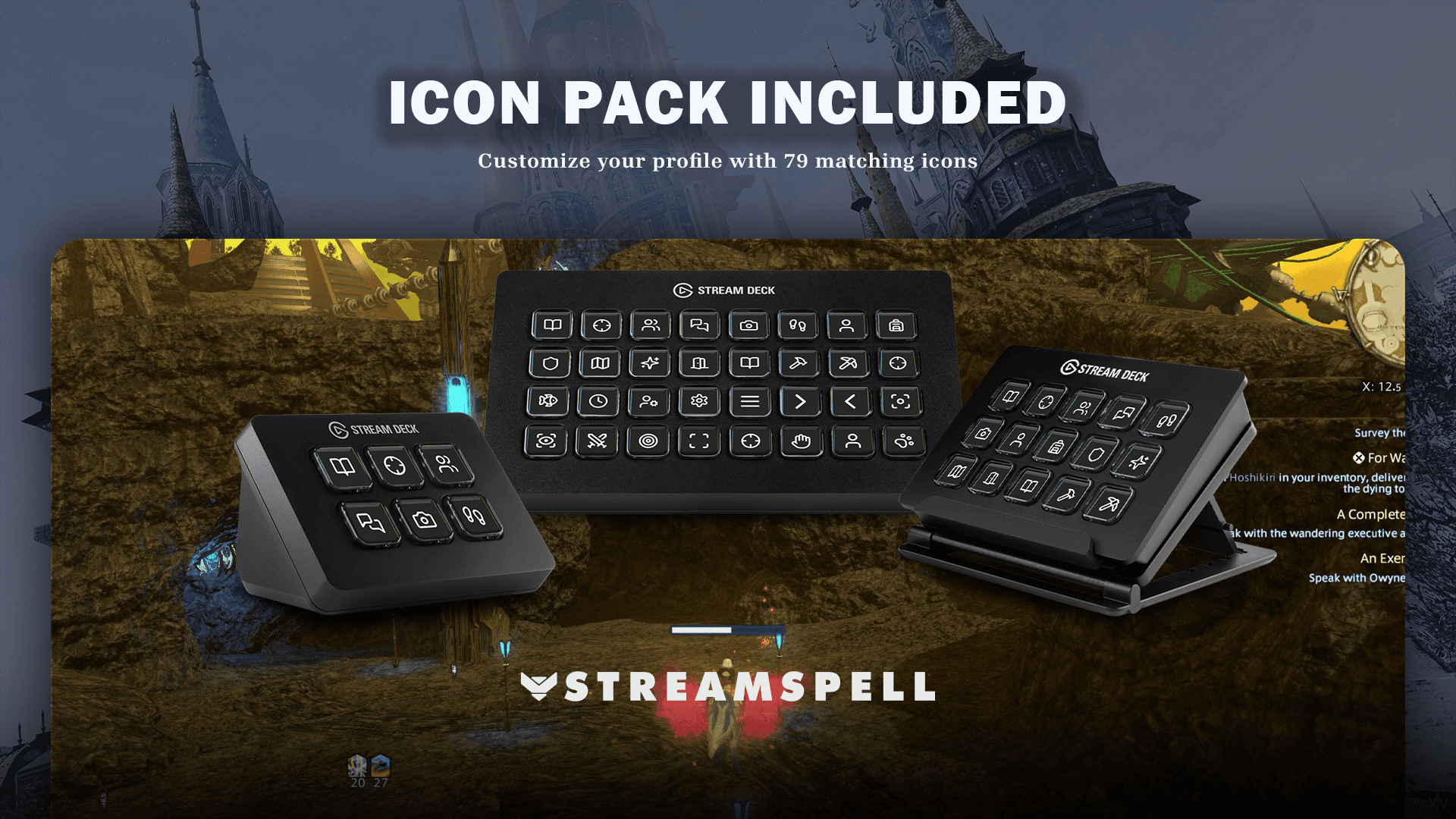 Final Fantasy XIV static Stream Deck icon pack included with the profile