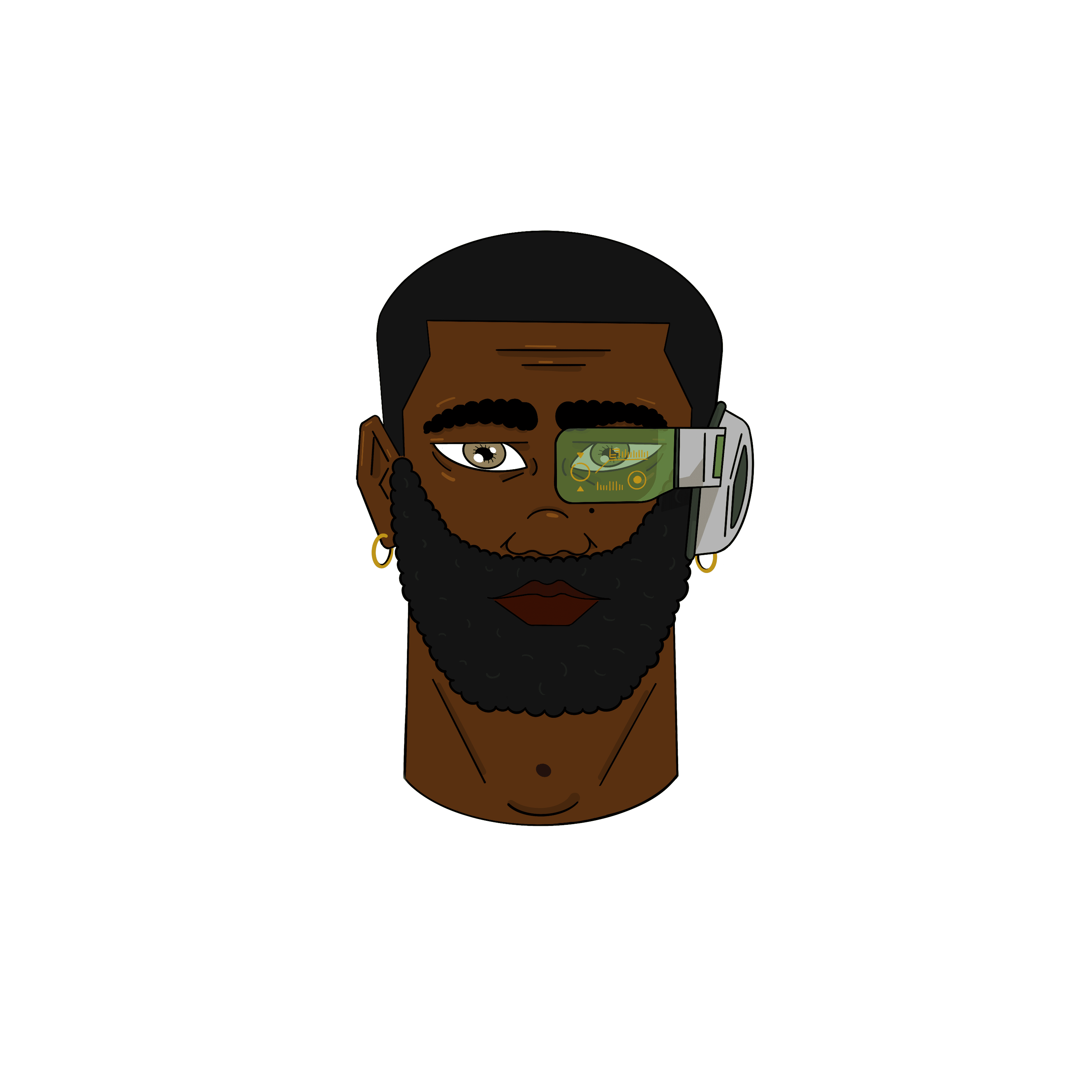 Illustration of Black man--full beard, Dragonball Z reader