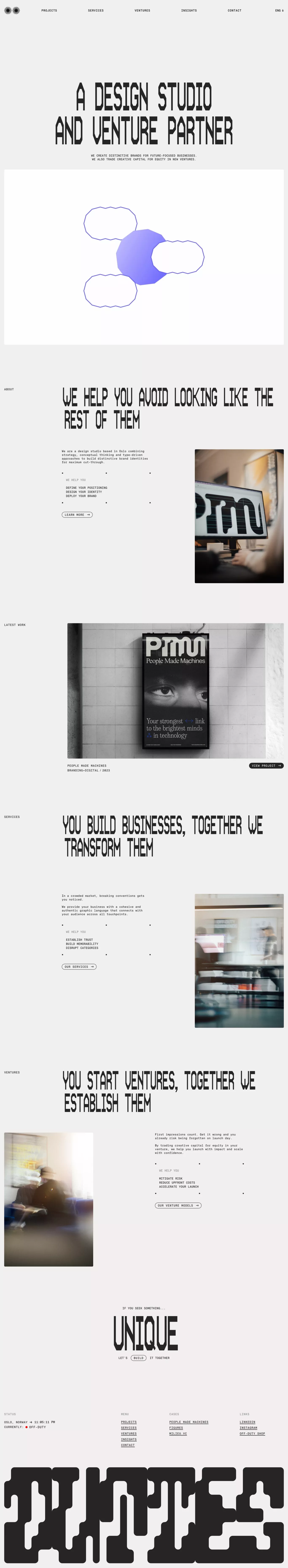 A Design Studio and Venture Partner in O portfolio page screenshot showcasing Photography and Design design