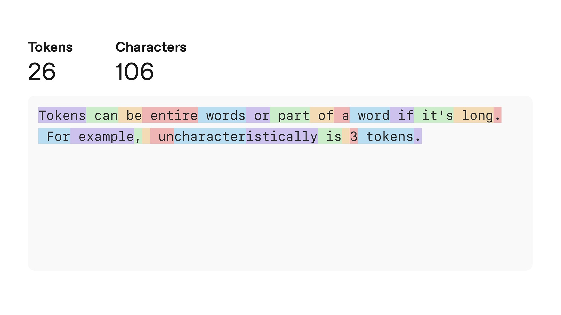 a tool that shows a sentence broken down into tokens