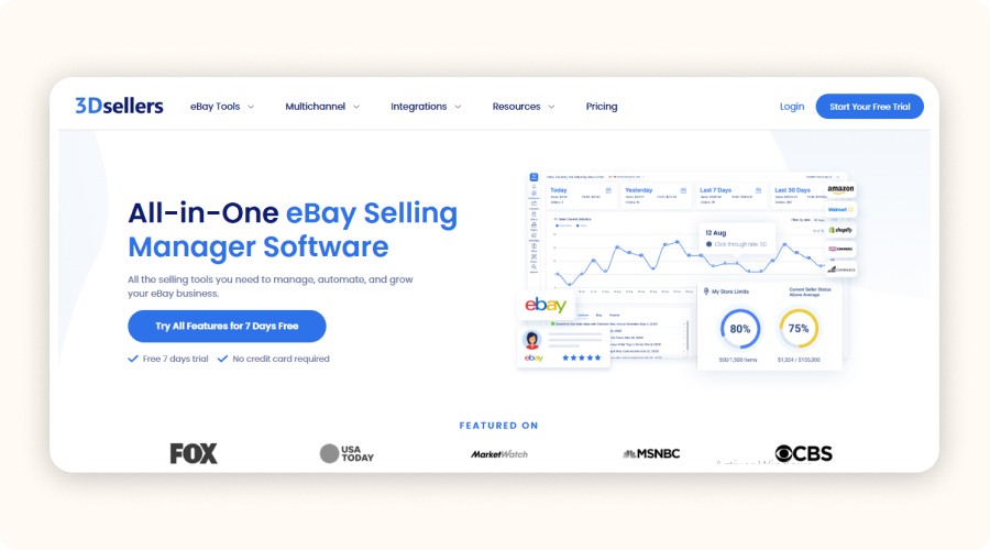 3Dsellers homepage interface