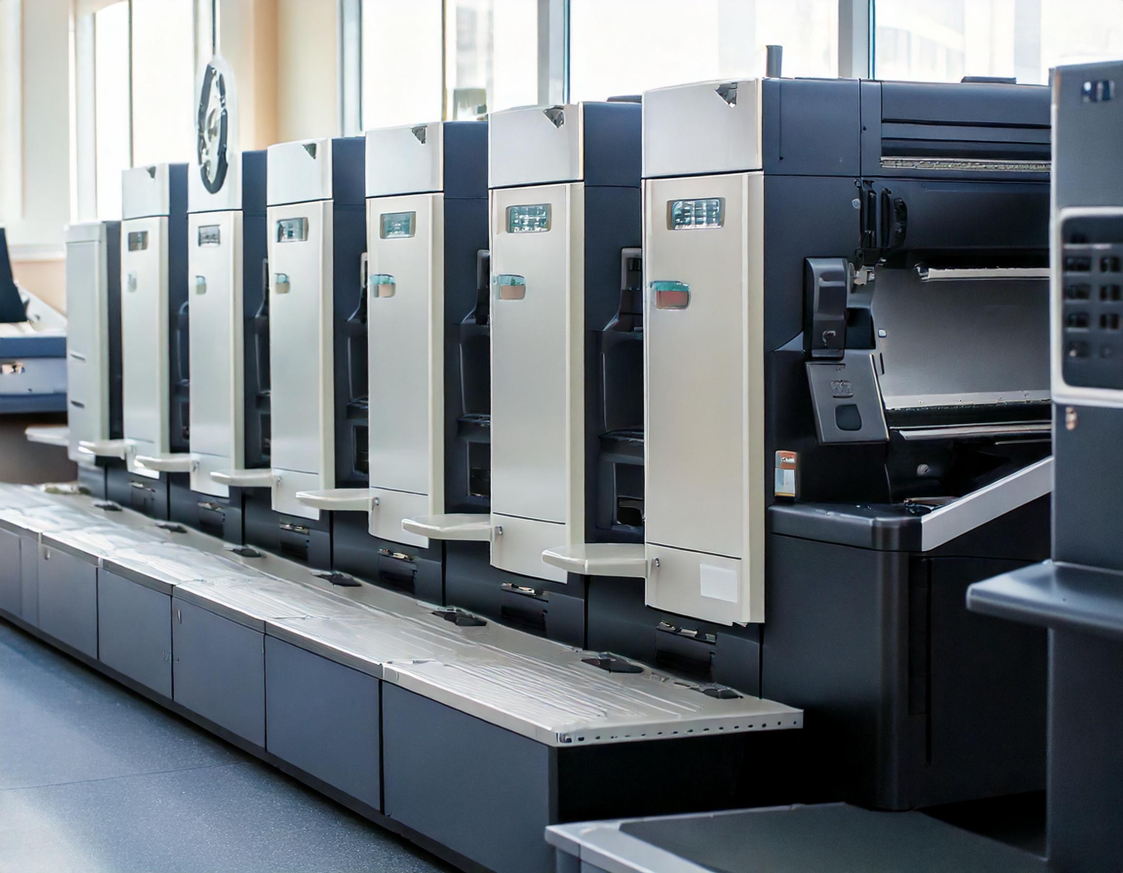 offset printing lined up in a row