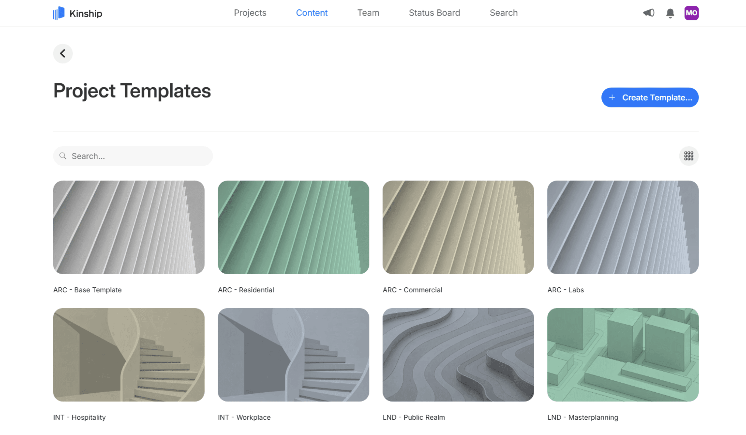 The new Project Templates section of the Library lets you add new templates or access the ones you’ve already added.