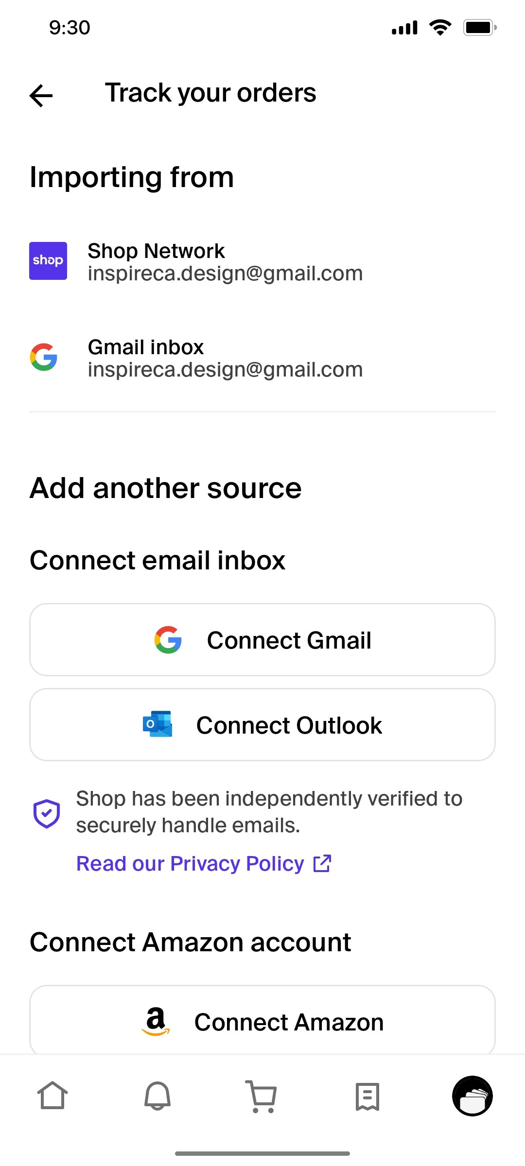 Shop App Track your order screen
