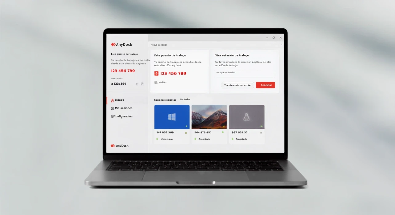 Portátil con AnyDesk para ofrecer soporte informático remoto a empresas y particulares