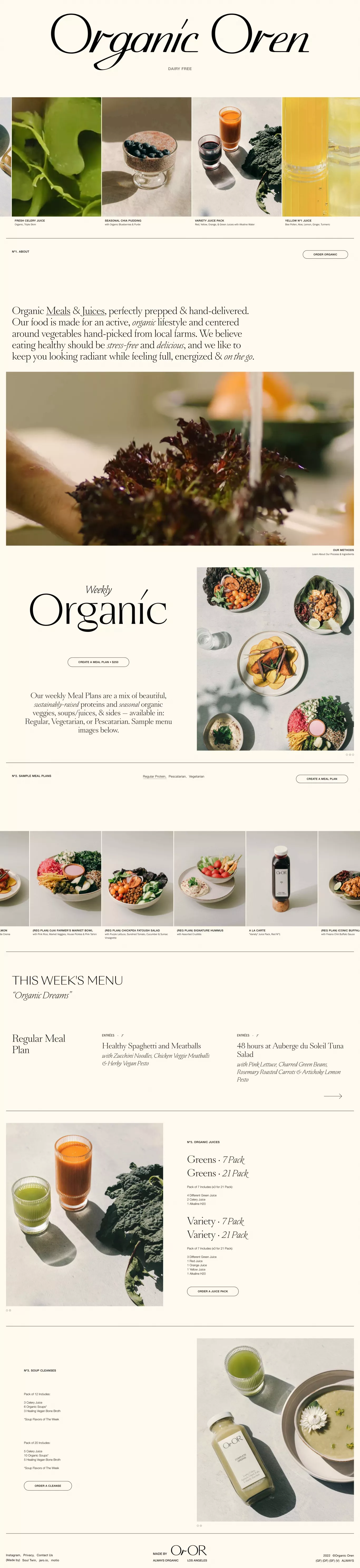 Organic Oren landing page screenshot showcasing Food & Drinks and Ecommerce design